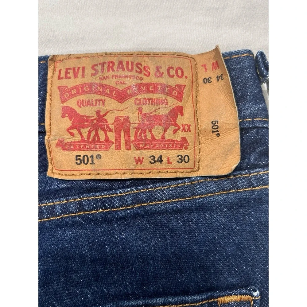 Levi's Men's 501 34x30 Original Straight Fit Jeans - Dark Wash